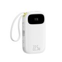 Powerbank Baseus EnerFill FC31 QPow3 10000mAh 22.5W z wyświetlaczem cyfrowym z 2 wbudowanymi kablami - biały