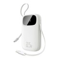Powerbank Baseus EnerFill FC31 QPow3 10000mAh 22.5W z wyświetlaczem cyfrowym z 2 wbudowanymi kablami - biały