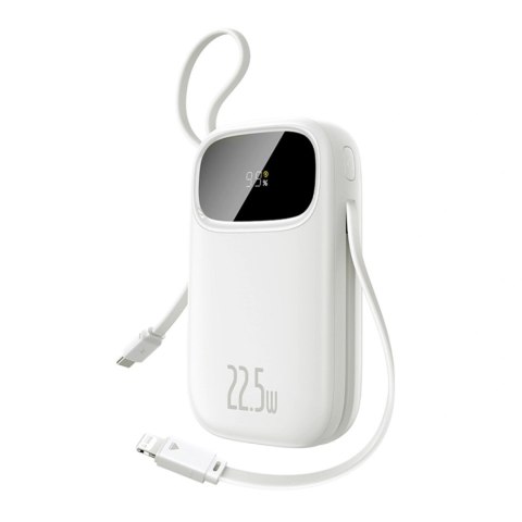 Powerbank Baseus EnerFill FC31 QPow3 10000mAh 22.5W z wyświetlaczem cyfrowym z 2 wbudowanymi kablami - biały