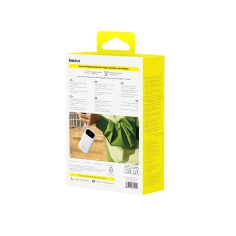 Powerbank Baseus EnerFill FC31 QPow3 10000mAh 22.5W z wyświetlaczem cyfrowym z 2 wbudowanymi kablami - biały