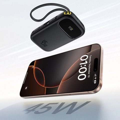 Powerbank Baseus EnerFill FC31 QPow3 10000mAh 45W z kablami USB-C i Lightning - czarny