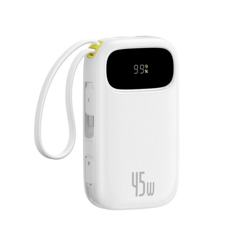 Powerbank Baseus EnerFill FC31 QPow3 10000mAh 45W z wyświetlaczem cyfrowym z 2 wbudowanymi kablami USB-C - biały