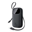 Powerbank Baseus EnerFill FC31 QPow3 10000mAh 45W z wyświetlaczem cyfrowym z 2 wbudowanymi kablami USB-C - czarny