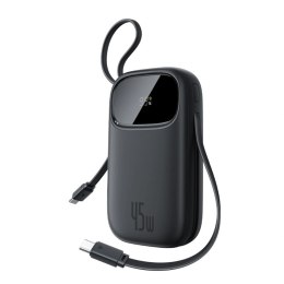 Powerbank Baseus EnerFill FC31 QPow3 10000mAh 45W z wyświetlaczem cyfrowym z 2 wbudowanymi kablami USB-C - czarny