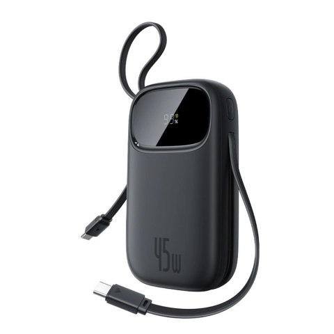Powerbank Baseus EnerFill FC31 QPow3 10000mAh 45W z wyświetlaczem cyfrowym z 2 wbudowanymi kablami USB-C - czarny