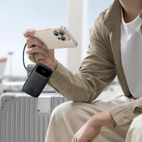 Powerbank Baseus EnerFill FC31 QPow3 10000mAh 45W z wyświetlaczem cyfrowym z 2 wbudowanymi kablami USB-C - czarny