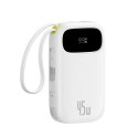 Powerbank Baseus EnerFill FC31 Qpow 3 10000mAh 45W z wyświetlaczem cyfrowym z kablami USB-C i Lightning - biały