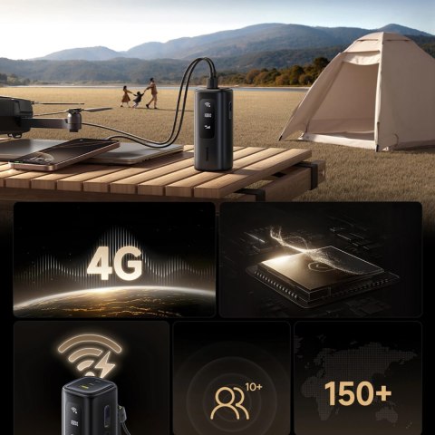 Powerbank Baseus EnerGeek GX11 MiFi 20000mAh 67W z funkcją Wi-Fi - czarny