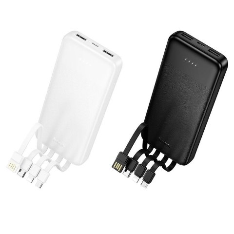 Powerbank Hoco 10000 mAh 2A z czterema wbudowanymi kablami USB A + USB C+ Lightning + Micro USB J163 czarny