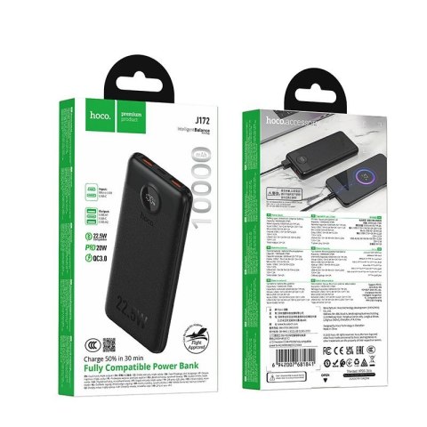 Powerbank Hoco 10000 mAh QC 22,5W+PD 20W LED J172 biały