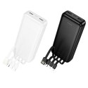 Powerbank Hoco 20000 mAh 2A z czterema wbudowanymi kablami USB A + USB C+ Lightning + Micro USB J163A biały