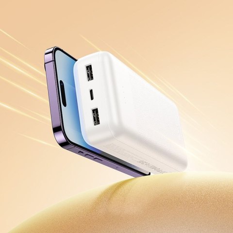 Powerbank Hoco 20000 mAh 2A z czterema wbudowanymi kablami USB A + USB C+ Lightning + Micro USB J163A biały