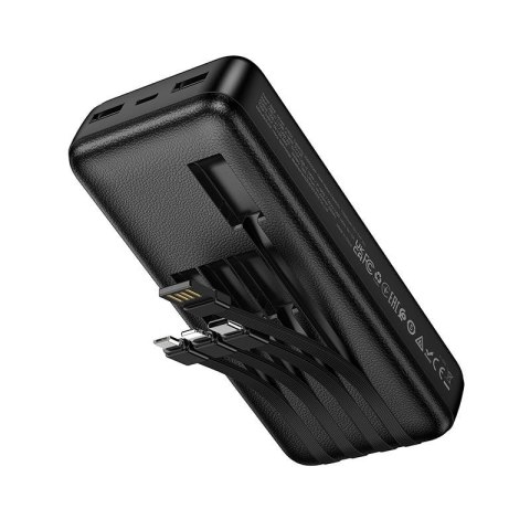 Powerbank Hoco 20000 mAh 2A z czterema wbudowanymi kablami USB A + USB C+ Lightning + Micro USB J163A czarny