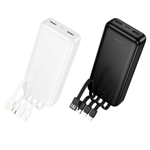 Powerbank Hoco 20000 mAh 2A z czterema wbudowanymi kablami USB A + USB C+ Lightning + Micro USB J163A czarny