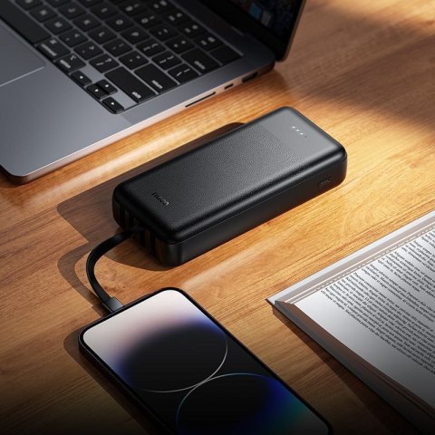 Powerbank Hoco 20000 mAh 2A z czterema wbudowanymi kablami USB A + USB C+ Lightning + Micro USB J163A czarny
