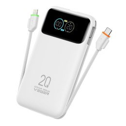 Powerbank Veger Fuerza 10 (W1212B) PD 20W 10000 mAh z wbudowanymi kablami Typ C / Lightning biały