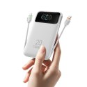Powerbank Veger Fuerza 10 (W1212B) PD 20W 10000 mAh z wbudowanymi kablami Typ C / Lightning biały