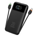 Powerbank Veger Fuerza 10 (W1212B) PD 20W 10000 mAh z wbudowanymi kablami Typ C / Lightning czarny