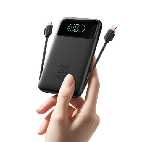 Powerbank Veger Fuerza 10 (W1212B) PD 20W 10000 mAh z wbudowanymi kablami Typ C / Lightning czarny