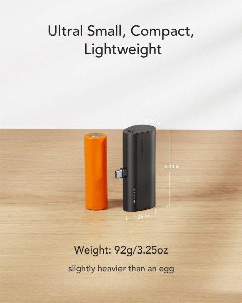 Powerbank Veger PlugOn (W0556/V0556) PD QC3.0 3A 20W 5000 mAh z wbudowanym złączem Typ C czarny