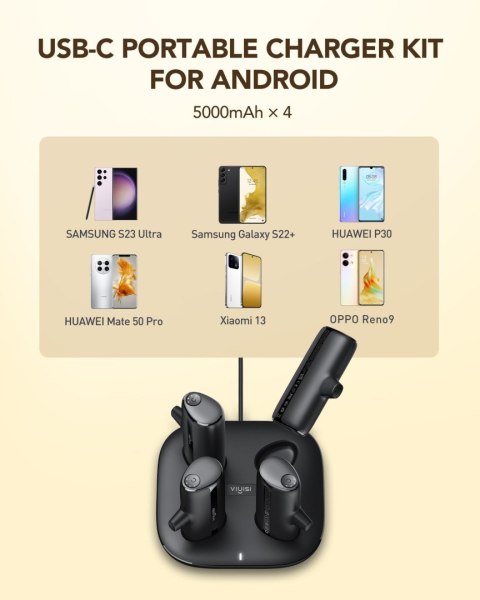 Powerbank Veger Pogo (W007CK) zestaw 4 x 5000 mAh czarny
