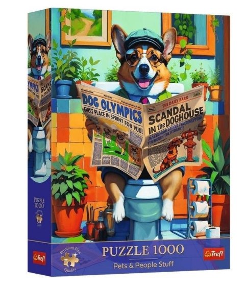 Puzzle 1000 Premium Plus Corgi w Toalecie TREFL