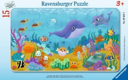 Puzzle 15 Young Animals Under Water Frame