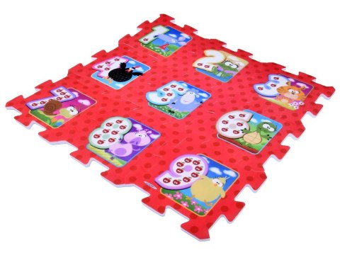 Puzzle piankowe ZWIERZĘTA i CYFRY Mata dla niemowląt 93x93cm ZA3147