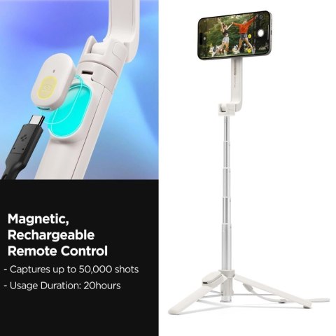 Selfie stick Spigen S571W MagSafe Bluetooth z tripodem - beżowy