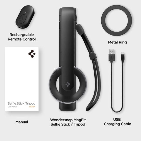 Selfie stick Spigen S571W MagSafe Bluetooth z tripodem - czarny