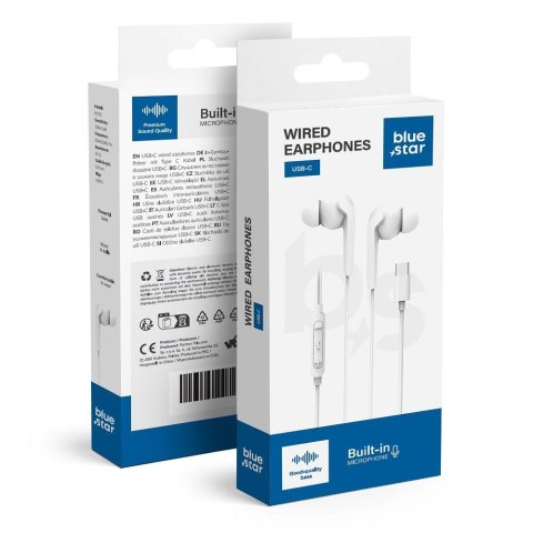 Słuchawki przewodowe douszne USB C (DAC) Blue Star M15C 1,2 m białe