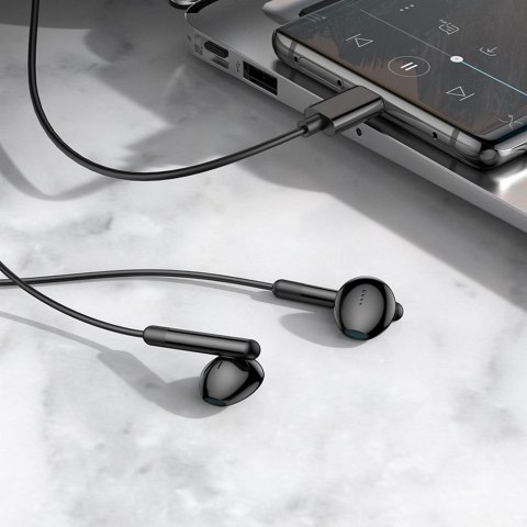 Słuchawki przewodowe douszne USB C Hoco M93 czarne