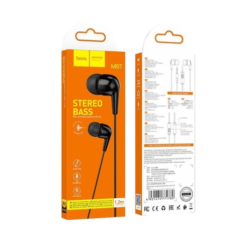 Słuchawki przewodowe douszne USB C Hoco M97 czarne
