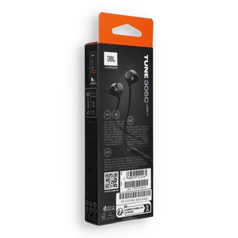 Słuchawki przewodowe douszne USB C JBL 305C czarne