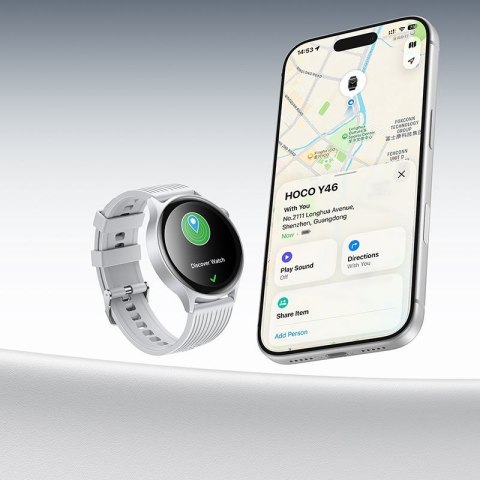 Smartwatch 1,39" IP67 TFT z funkcją rozmowy Hoco Y46 srebrny