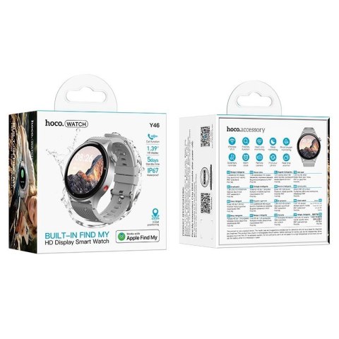 Smartwatch 1,39" IP67 TFT z funkcją rozmowy Hoco Y46 srebrny