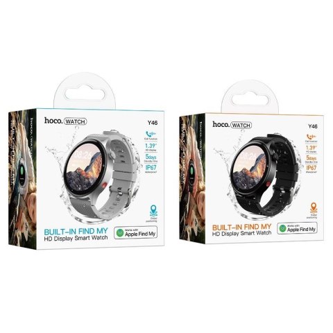 Smartwatch 1,39" IP67 TFT z funkcją rozmowy Hoco Y46 srebrny