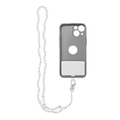 Smycz do telefonu, Zawieszka do telefonu - CRYSTAL DIAMON / długość sznura 74cm (37cm w pętli) / na szyję - biały
