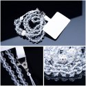 Smycz do telefonu, Zawieszka do telefonu - CRYSTAL DIAMON / długość sznura 74cm (37cm w pętli) / na szyję - biały