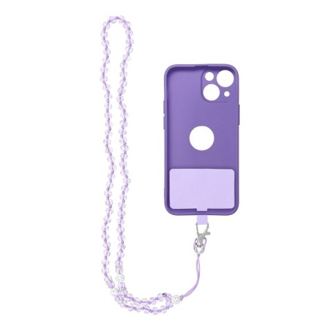 Smycz do telefonu, Zawieszka do telefonu - CRYSTAL DIAMON / długość sznura 74cm (37cm w pętli) / na szyję - fioletowy