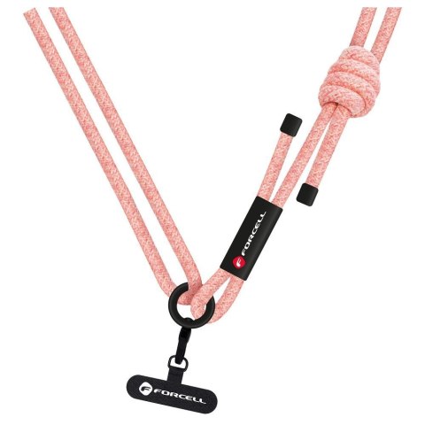 Smycz do telefonu crossbody z regulacją długości Forcell F-Design S10X165 (max 82,5cm w pętli) różowo biała