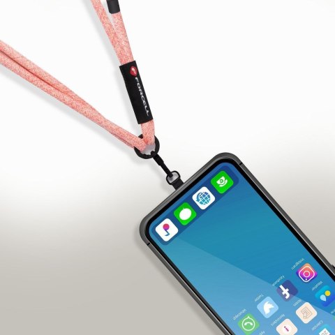 Smycz do telefonu crossbody z regulacją długości Forcell F-Design S10X165 (max 82,5cm w pętli) różowo biała