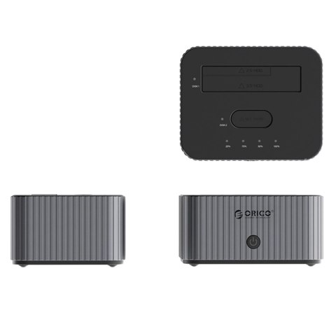 Stacja dokująca Orico IT28E-C na 2 dyski z funkcją klonowania M.2 NVME 2,5"/3,5 HDD / 2,5" SSD - szara