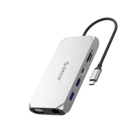Stacja dokująca USB-C Orico XCR 12w1 3x USB-A 3.1 1x USB-A 2.0 1x USB-C PD 100 W 1x USB-C 3.1 1x HDMI 1.4 4K 30 Hz 1x VGA 1080p