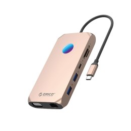 Stacja dokująca USB-C Orico XCR 12w1 RGB 2x USB-A 3.1 1x USB-A 2.0 1x USB-C PD 100 W 1x USB-C 3.1 2x HDMI 2.0 4K 60Hz 1x VGA 108