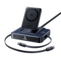 Stacja ładująca Baseus Nomos NH21 6w1 245W bezprzewodowa z dwoma zwijanymi kablami USB-C - czarna