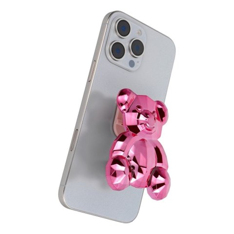 Stojak na telefon MIŚ - naklejany - różowy