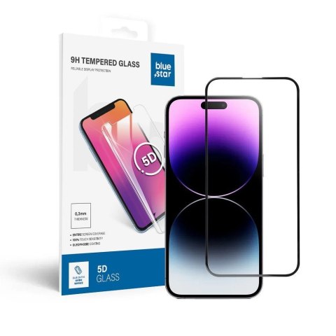 Szkło hartowane 5D Full Glue do iPhone 14 PRO MAX Blue Star czarne
