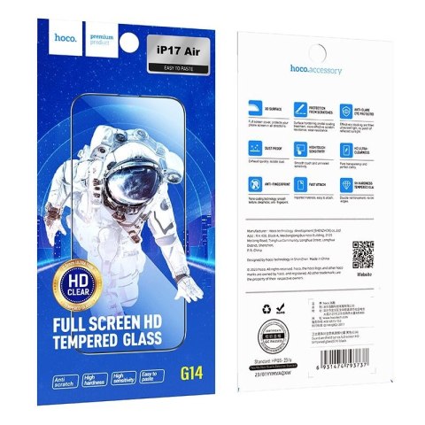 Szkło hartowane 5D do iPhone 17 AIR HD Guardian shield (SET 10in1) G14 Hoco czarne