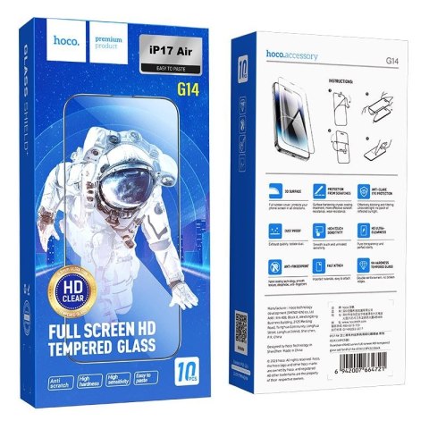 Szkło hartowane 5D do iPhone 17 AIR HD Guardian shield (SET 10in1) G14 Hoco czarne